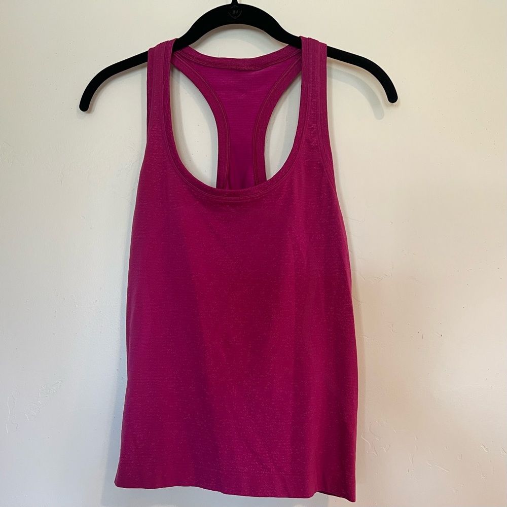 Lululemon Swiftly Tech Racerback Magenta Tank Top Waist Length Size 10